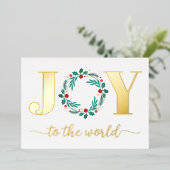 世界エレガントリースクリスマスカードへの喜び 箔シーズンカード (立ち正面)