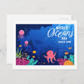世界オーシャンズの日の水中シーンカスタム年 ポストカード (正面/裏面)