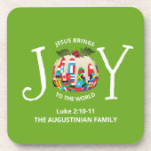 世界カスタムに向けた緑のクリスマスの喜び コースター (正面)