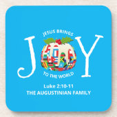 世界カスタムに対する青いクリスマスの喜び コースター (正面)