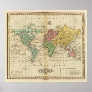 世界カラフル地図 ポスター