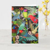 世界カードのカラフルなペットオウム カード (黄色い花)