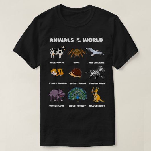 世界ギフトの動物Tee珍しおもしろいい動物M Tシャツ (デザイン正面)