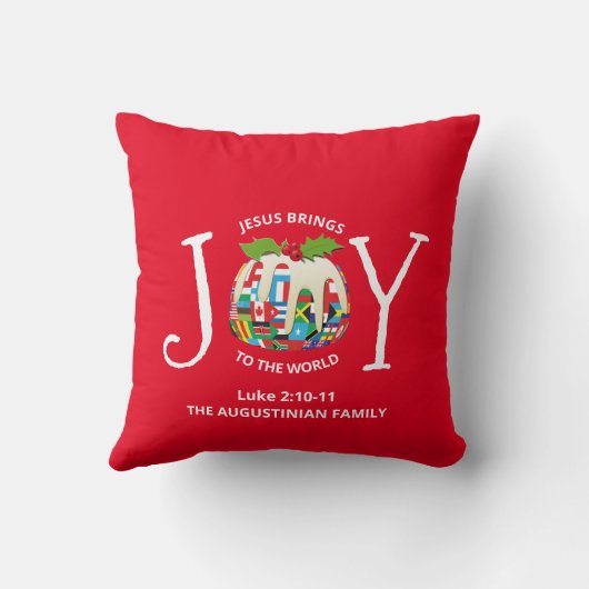 世界クリスチャンへの赤いクリスマスの喜び クッション (裏面)