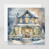 世界クリスマススノーナイトハウスへの喜び シーズンカード (正面/裏面)