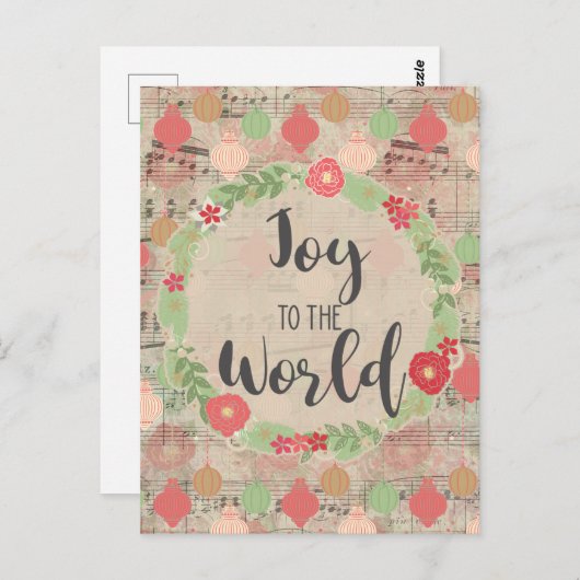 世界クリスマスミュージックエフェメラへの喜びフローラ ポストカード (正面/裏面)