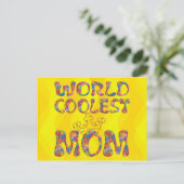 世界クール母 |黄色 ポストカード (スタンド正面)