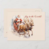 世界サンタそりトナカイ急いで喜び ポストカード (正面/裏面)