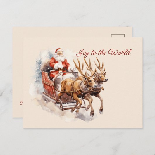 世界サンタそりトナカイ急いで喜び ポストカード (正面/裏面)