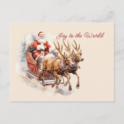 世界サンタそりトナカイ急いで喜び ポストカード (正面)