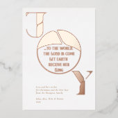 世界シンプルに喜びを引用文クリスマスエレガント 箔シーズンカード (正面)