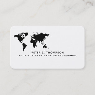 世界シンプル地図国際的貿易白黒 名刺