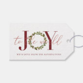 世界スタイリッシュにクリスマスの喜びリース ギフトタグ (正面(横))