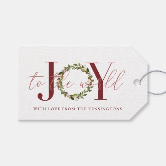 世界スタイリッシュにクリスマスの喜びリース ギフトタグ (正面(横))