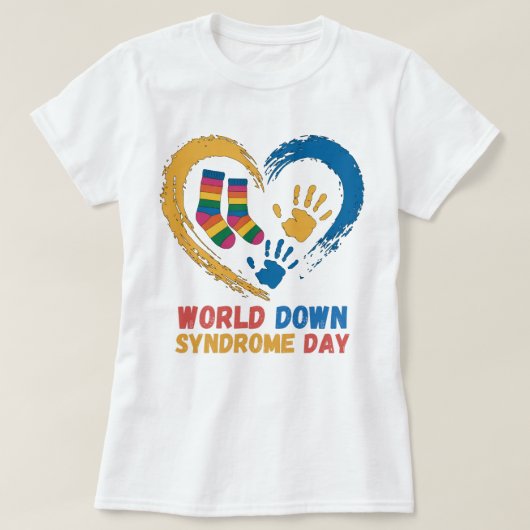 世界ダウン症の日 ファミリーサポート Tシャツ (デザイン正面)