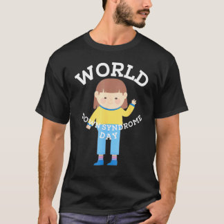 世界ダウン症の日+自閉症啓発Tシャツを着てロックせよ Tシャツ