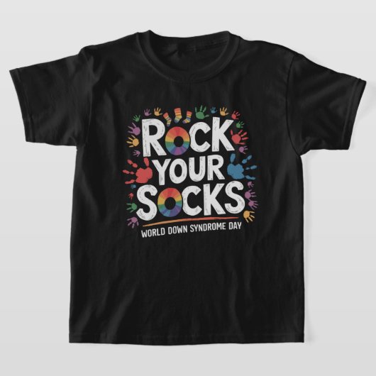 世界ダウン症の日 靴下を脱いで踊ろう Tシャツ (レイダウン)