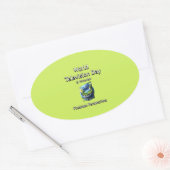 世界テレビの日。ピクセル化された視点 楕円形シール (封筒)