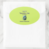 世界テレビの日。ピクセル化された視点 楕円形シール (バッグ)