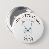 世界トイレの日11月19日おもしろい祝 缶バッジ (正面&裏面)