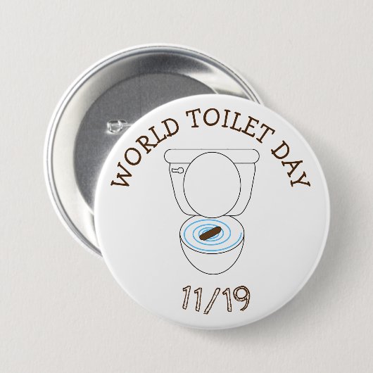 世界トイレの日11月19日おもしろい祝 缶バッジ (正面&裏面)