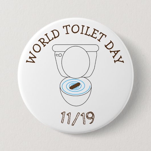 世界トイレの日11月19日おもしろい祝 缶バッジ (正面)