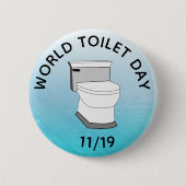 世界トイレの日11月19日おもしろい祝 缶バッジ (正面)