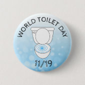 世界トイレの日11月19日おもしろい祝 缶バッジ (正面)