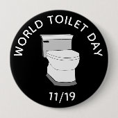 世界トイレの日11月19日おもしろい祝 缶バッジ (正面)