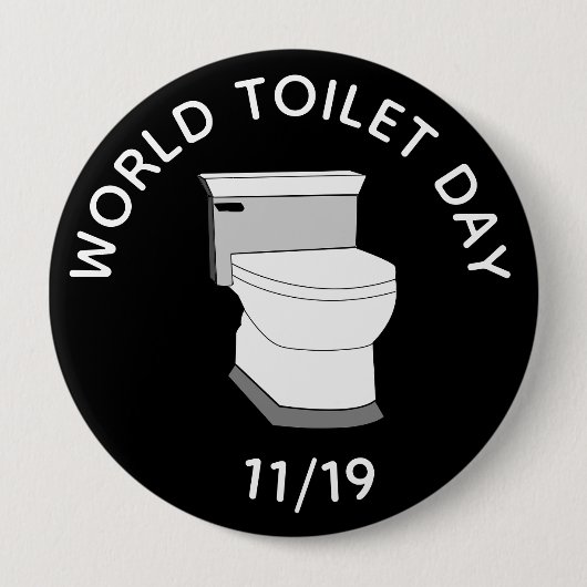 世界トイレの日11月19日おもしろい祝 缶バッジ (正面)