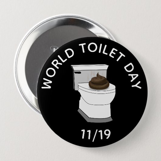 世界トイレの日11月19日おもしろい祝 缶バッジ (正面&裏面)