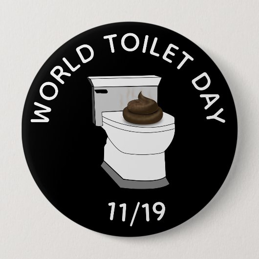 世界トイレの日11月19日おもしろい祝 缶バッジ (正面)