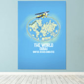 世界ドバイ統一されたアラブ首長国連邦の地図 キャンバスプリント (インサイチュ (ウッドフロア))