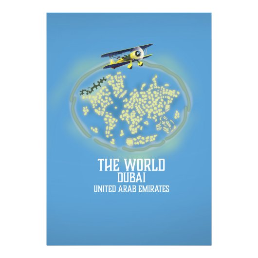 世界ドバイ統一されたアラブ首長国連邦の地図 フォトプリント            (正面)