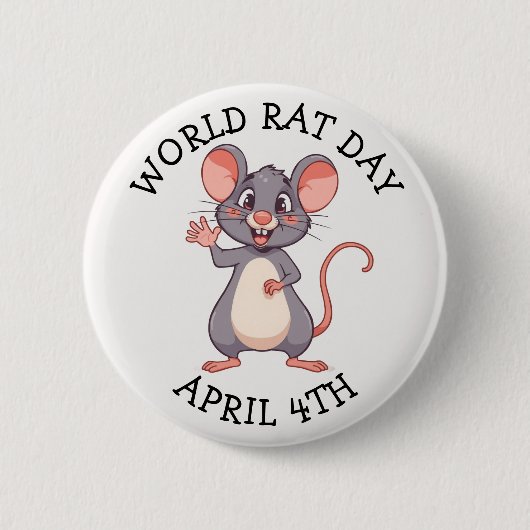 世界ネズミの日は4月4日です 缶バッジ (正面)