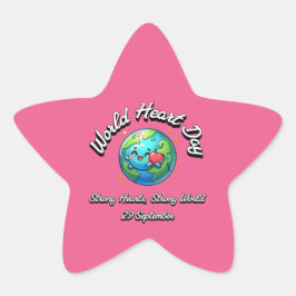 世界ハートの日。強いハート。強い世界。 星シール