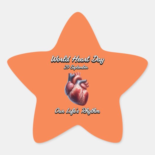 世界ハートの日。私たちの生活のリズム。 星シール (正面)