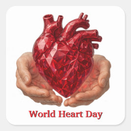 世界ハート日 スクエアシール