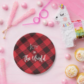 世界バッファロープレイドクリスマスへの喜び ペーパープレート (パーティー)