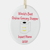 世界パーソナライズされたのオンラ最高のイン食料品店 セラミックオーナメント (右)