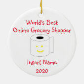世界パーソナライズされたのオンラ最高のイン食料品店 セラミックオーナメント (裏面)