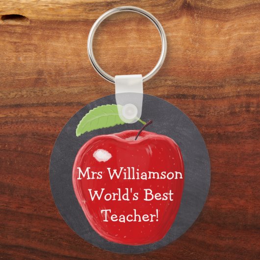 世界パーソナライズされたの最高の先生の絵画Apple キーホルダー (正面)