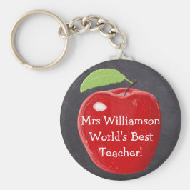 世界パーソナライズされたの最高の先生の絵画Apple キーホルダー