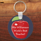 世界パーソナライズされたの最高の先生の絵画Apple キーホルダー (正面)