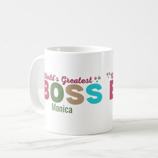 世界パーソナライズされたカラフルのボスマグ コーヒーマグカップ (正面左)