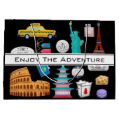 世界パーソナライズされた旅行 ラージペーパーバッグ (裏面)