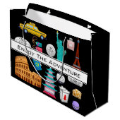 世界パーソナライズされた旅行 ラージペーパーバッグ (裏面アングル)