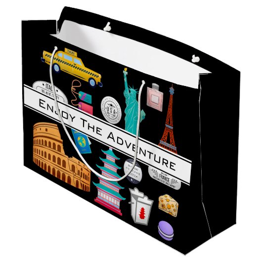 世界パーソナライズされた旅行 ラージペーパーバッグ (裏面アングル)