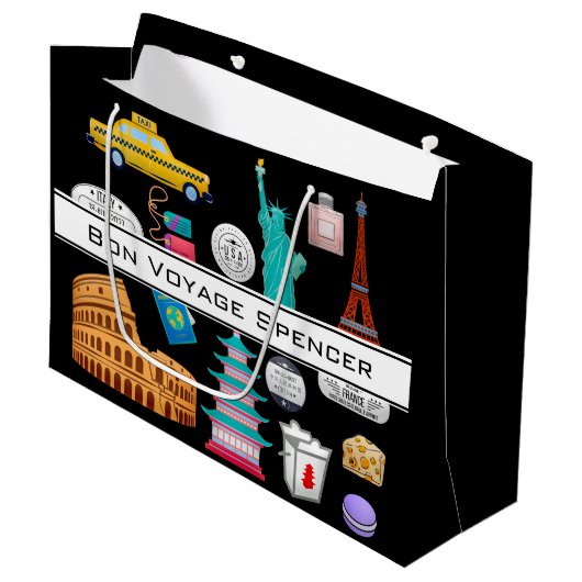 世界パーソナライズされた旅行 ラージペーパーバッグ (正面アングル)