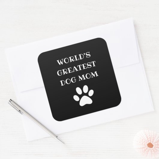 世界パーソナライズされた最大の犬ママカスタム文字 スクエアシール (封筒)